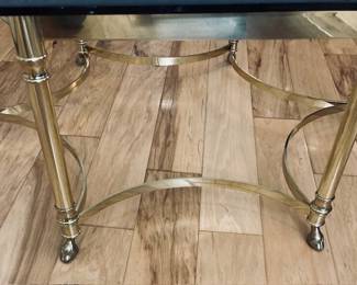 Vintage Mid Century Hollywood Regency Style Coffee Table w/Brass Footed Base.