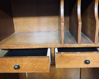 Armoire Computer Desk. Oak Wood.