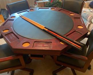 Bumper pool table/ poker table with 4 pool sticks 