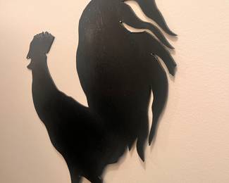 Contemporary steel rooster wall hanging