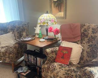 Gorgeous wing back floral chairs (mint condition)