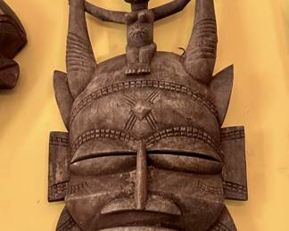 Senufo Mask  35+" High x 19 Wide  Vintage hand carved Africa