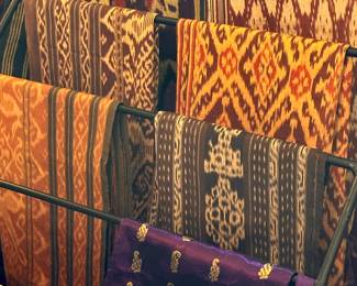 Various scarves and blankets , silk purses , Indonesia  
