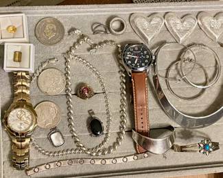 some of the nice jewelry, coins and ,999 silver hearts