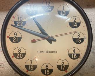 Vintage General Electric Industrial wall clock military time.  