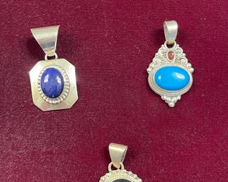 more vintage sterling pendants and brooch