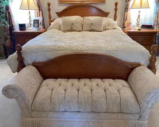 Vaugh Bassett- Queen sized bed and lovely fringed bench