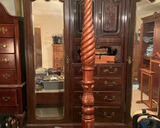 large wardrobe, double mirrored doors