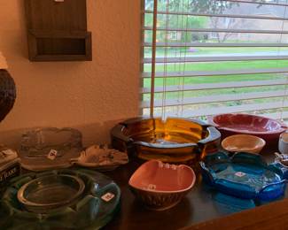 an impressive collection of ash trays