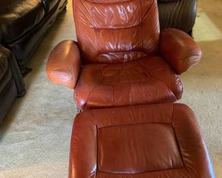 leather chair and footstool