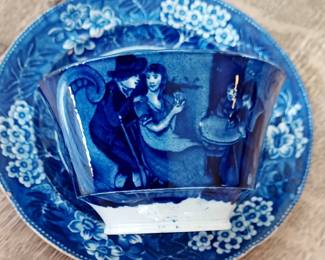 Clews Antique Staffordshire Bowl. "The Card Players" Christmas Eve
