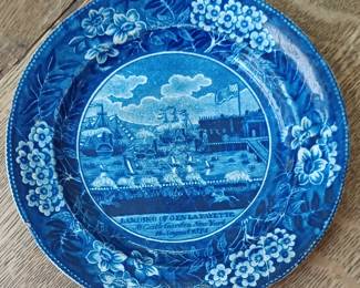 Antique Clews Staffordshire "Landing of Lafayette " porcelain plate