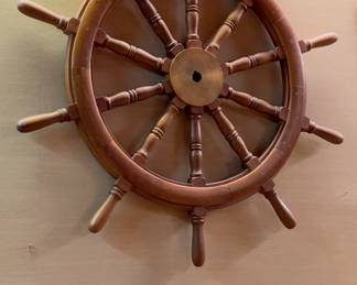 Ships Wheel with Brass Hub Inlay