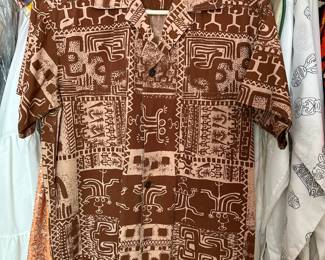 Vintage Sin Sing Tahitian Brown Print Shirt