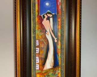 ORIGINAL by artist Charles Lee  "Romance Under the Moon" acrylic on canvas--Comes with COA
