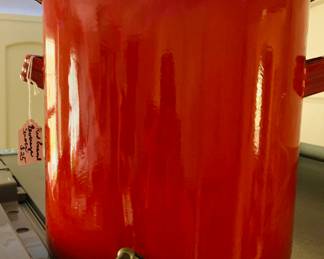 MCM era red enameled water or coffee urn with lid