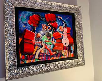 Marcus Glenn "Three Bass and a Lady" Giclee in color on canvas and artist signed .  Comes with a COA