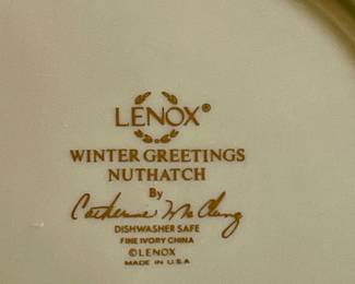 ABM127   $48   LENOX “WINTER GREETINGS”  NUTHATCH SALAD PLATE 