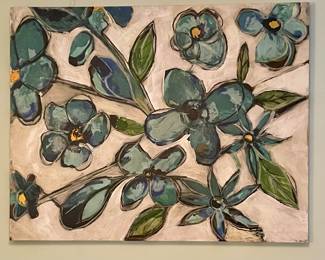 ABM032    LARGE FLORAL WALL ART ON CANVAS  $120
