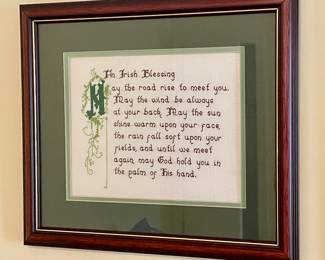ABM061  $28   FRAMED CROSS-STITCHED IRISH BLESSING  