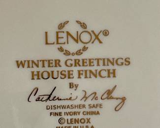 ABM131   $48   LENOX “WINTER GREETINGS”  HOUSEFINCH #2 SALAD PLATE   