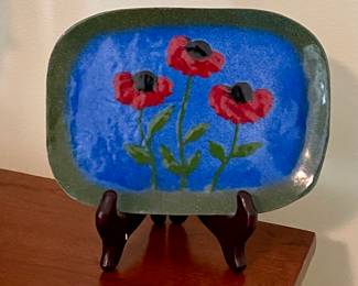 ENAMELLED POPPIES COPPER TRAY