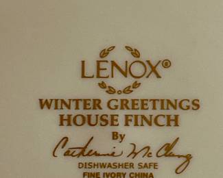 ABM128   $48   LENOX “WINTER GREETINGS”  HOUSEFINCH #1 SALAD PLATE  