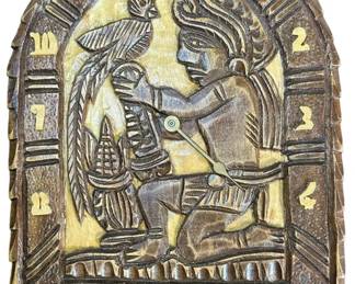 Wood Carved Wall Clock