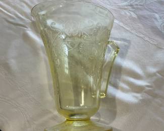 Hazel Atlas Florentine Pattern Depression Glass Polly Yellow Pitcher.
