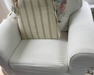 Club chair with slipcover.