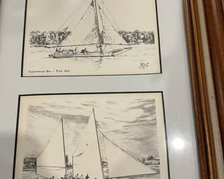 Pair of sketches of boat.