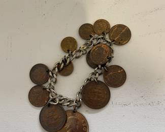 Bracelet with foreign coins.