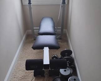 Workout bench and weights