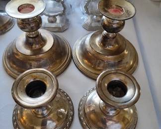 Sterling and metal candle stick holders