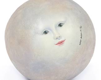 Sergio Bustamante, Mexican B. 1949, moon with face, ceramic sculpture