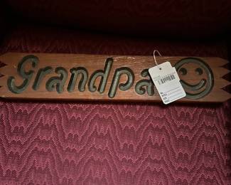 Grandpa Smiling Wood Sign