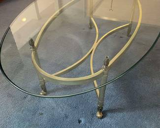 Brass and Oval Glass Cocktail Table