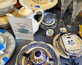 Waterford Toasting Flutes, Teacups, Teapots 
