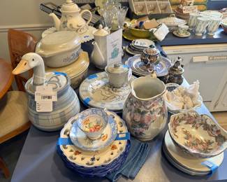 Corningware, Vintage Louisville Stoneware Geese Plates, Vintage Louisville Stoneware Goose Canister, teacups