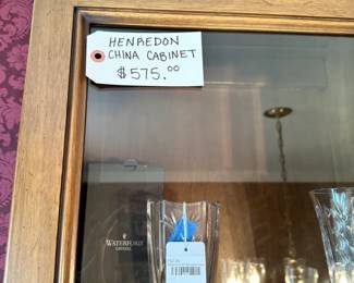 Henredon China Cabinet, Waterford 6' Bamboo Vase