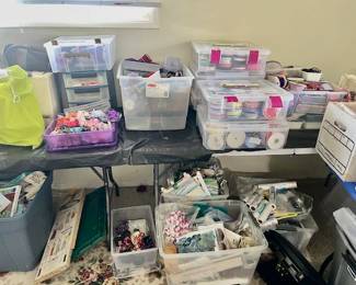 clothing patterns, ribbons, sewing machines....