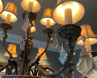 12-arm chandelier with crystals (shades are also included)