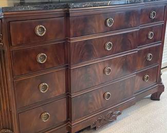 Drexel Heritage 12-drawer dresser with marble top (75.5" x 21.5" x 46") 