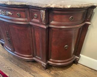 Marble-top sideboard with drawers and cabinets by Jeffco 