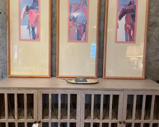 southwestern triptych and 4-door console cabinet