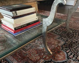 2-tier coffee table - metal and glass (56" x 38" x 25") 