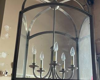 6-arm large brushed stainless chandelier