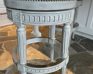 Light gray whitewashed round swivel counter-height stool - 2 available  