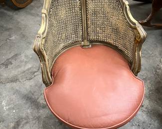 Two swivel dressing chairs with leather bottoms