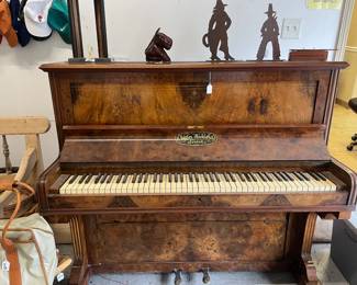 Charles Micklefield upright piano with burl wood